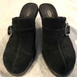 Dr. Scholl's black leather mules / clogs